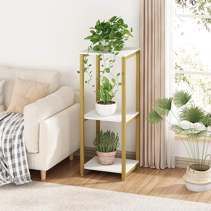 Plant Stand Indoor Corner Tall 3 Tier Metal Modern Flower Storage Plant Shelf Holder for Living Room Balcony Garden,Gold (3 Tier-Gold) YIZAIJIA