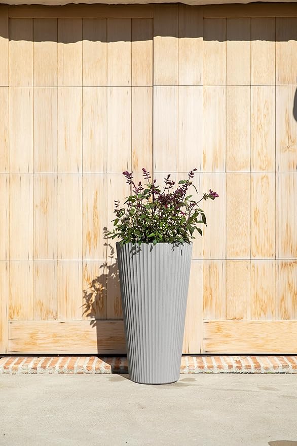 Veradek Demi Series Tall Planter for Porch, Patio, Backyard | Durable Plastic-Stone Composite Material | Modern Décor for Tall Plants, Grasses VeradekOutdoor