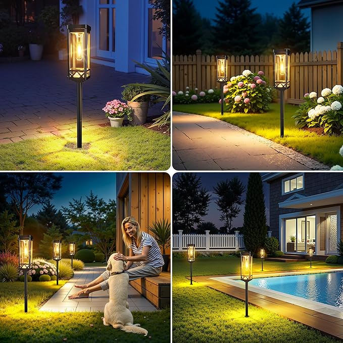 KOOPER Taller Solar Pathway Lights Outdoor, 6 Pack Upgraded Brighter Solar Garden Lights Solar Powered, Up To 15 Hours Outdoor Solar Lights for Yard Landscape Lighting Path Walkway Driveway Sidewalk KOOPER