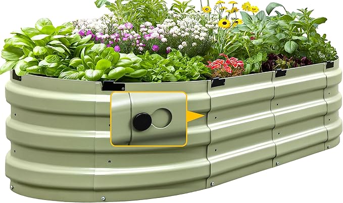 KING BIRD Raised Garden Bed Kit 2025 Upgraded 10-Minute Assembly Galvanized Planter Garden Box Outdoor for Gardening, Vegetables, Flowers, 47x24x12 in, Olive Green KINGBIRD