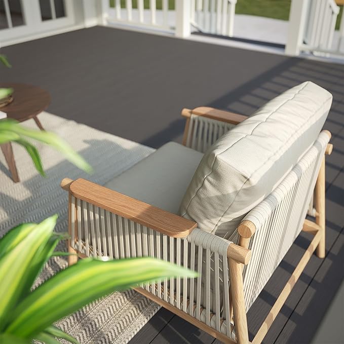 Acanva Modern All-Weather Aluminum Outdoor Patio Sofa with Thick Cushions, Olefin Fabric Sunroom Backyard Furniture, 3 Piece Set (Couch & 2 Chairs) acanva