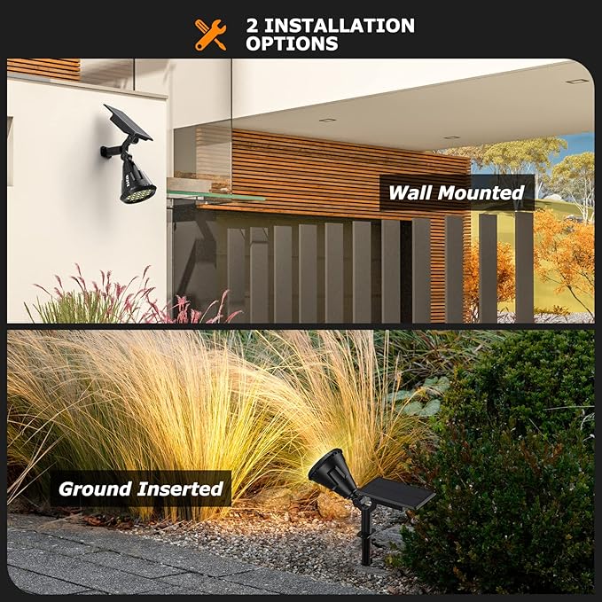 Solar Spot Lights Outdoor, 21 LEDs Solar Landscape Lights Auto On/Off with 3 Modes, IP67 Waterproof Solar Yard Spotlight Wall Lights, 2-in-1 Solar Outdoor Lights for Garden, Pathway, Pool XTGTP