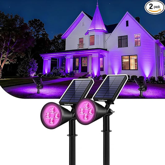 InnoGear Solar Lights Outdoor Waterproof Halloween Christmas Solar Garden Light for Outside Yard Landscape Lighting Pathway Spot Lights Spotlight Wall Light Auto On/Off, 2 Pack (Violet Purple Light) InnoGear