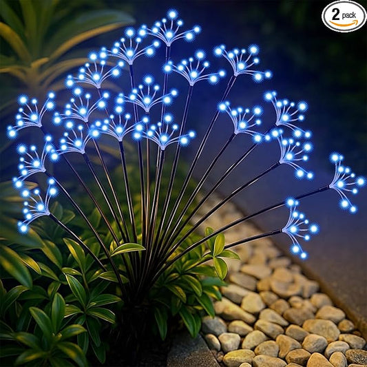 Solar Garden Lights 2 Pack Waterproof Swaying Starburst Light Solar Outdoor Lights for Yard Patio Walkway Pathway Party Wedding Decoration, Unique Gifts for Women, Blue Slyuexu