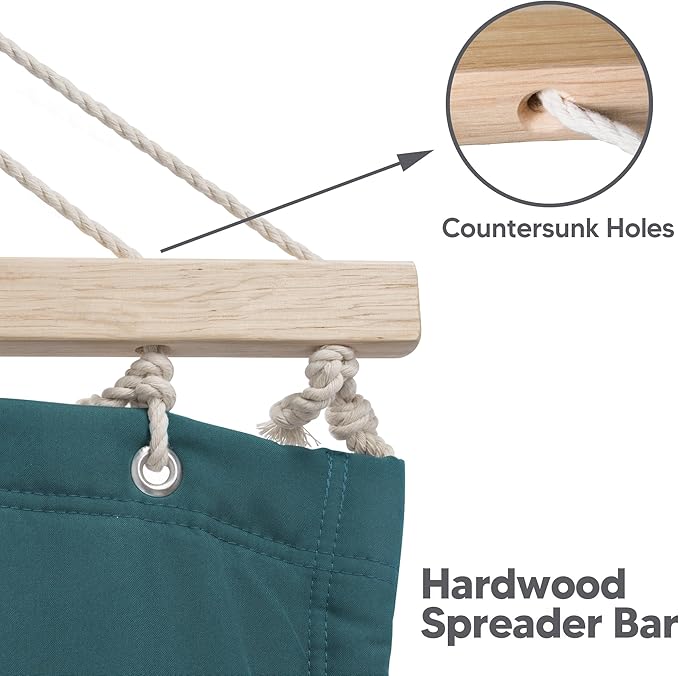 SUNCREAT Hammocks Extra Large Double Hammock with 12 ft Stand for Outside, 475lbs Capacity, Outdoor Portable Hammock with Hardwood Spreader Bar, Extra Large Pillow, Dark Green SUNCREAT