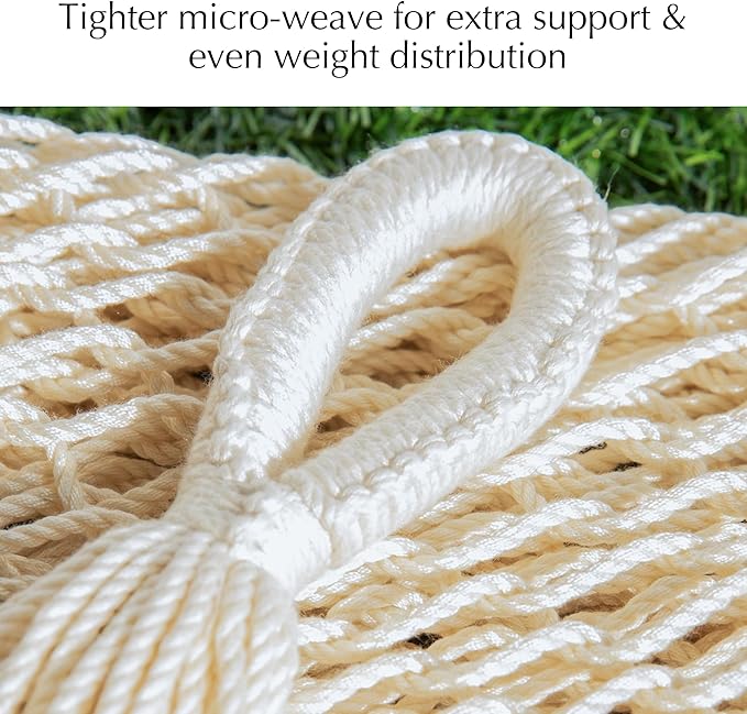 PNAEUT Handwoven Mayan Hammocks, Double Rope Hammock for Outdoor Outside & Indoor, Thick Soft 600 lbs Capacity Heavy-Duty, Includes Tree Straps, Carabiners & Carrying Bag (Nature, X-Large) PNAEUT