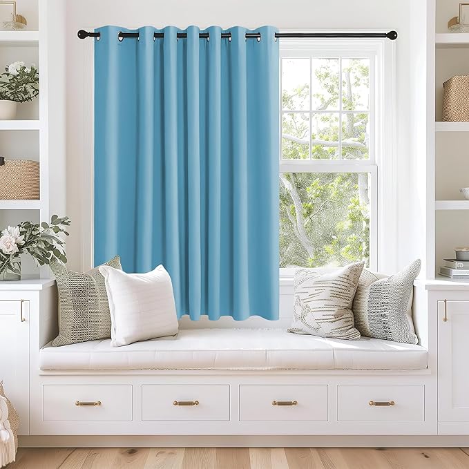 NICETOWN Blackout Curtains 63 inches Long for Living Room Bedroom, Grommet Thermal Insulated Room Divider Drape Window Treatment for Sliding Patio Door, W100 x L63, 1 Panel, Teal Blue NICETOWN