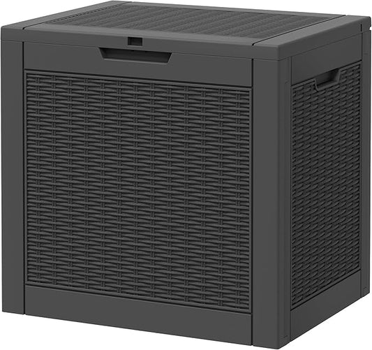 Outdoor Storage Box, Resin Deck Boxes Indoor and outdoor, Waterproof Storage Box Lockable Lid (Black,32 Gallon) NBYSGO