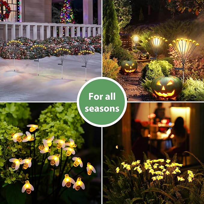 Nacome Solar Garden Lights for Outside – Landscape Decor,Yard Patio Decoration, Waterproof Swaying Bumble Bee(2Pack), Mom Gifts for Women Nacome