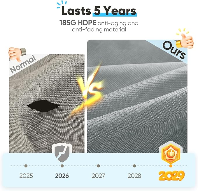 Quictent Large Triangular Sun Shade Sail 24x24x24ft with Hardware Kit, 185GSM HDPE Heavy Duty Top Cover Canopy 98% UV Block for Outdoor Patio Garden Deck Yard (Gray) QUICTENT