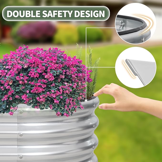 1MORE Galvanized Raised Garden Bed- Planter Garden Boxes Outdoor, Raised Beds for Gardening, 4x2x1ft Metal Garden Bed Kit for Vegetables Flower, Planter Raised Beds with Tools.Silver-2pack 1MORE