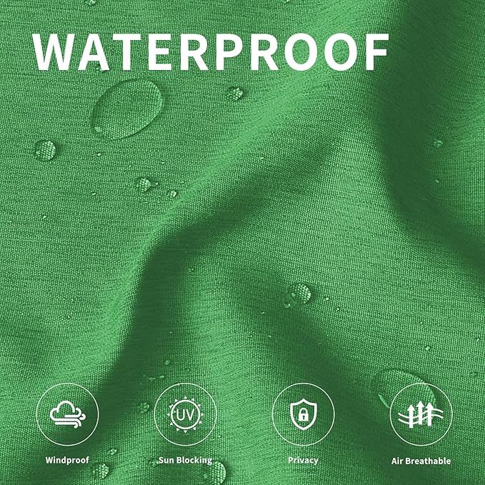 Easy-Going Linen Look Outdoor Curtains Waterproof Windproof Porch Curtains, Soft Thicken Outdoor Privacy Curtains for Patio, Gazebo, Grommet Top and Tab Bottom Drape, 1 Panel, 54x120 inch, Green Easy-Going