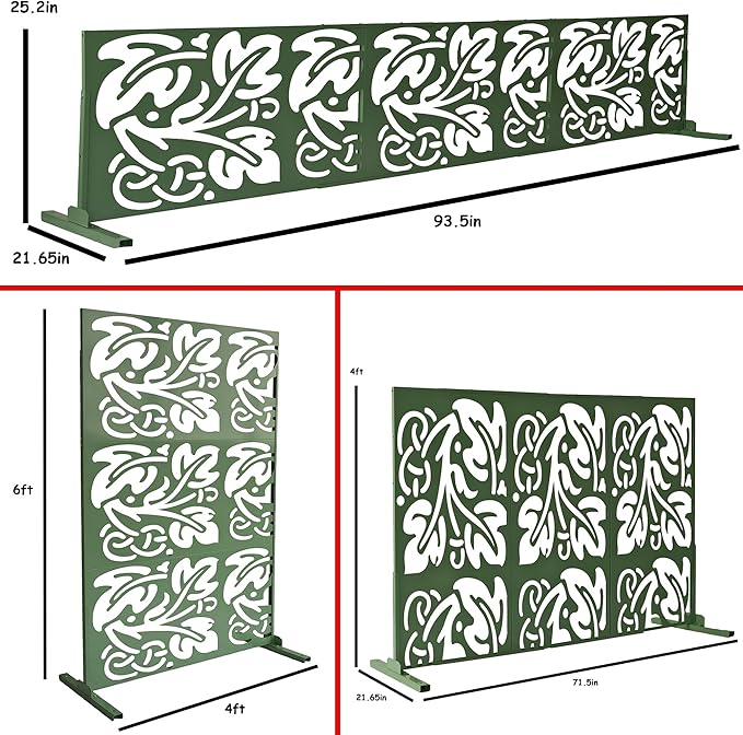 Oakland Living 6 ft. X 4 ft. Green Freestanding Metal Privacy Screen Room Divider Oakland+Living