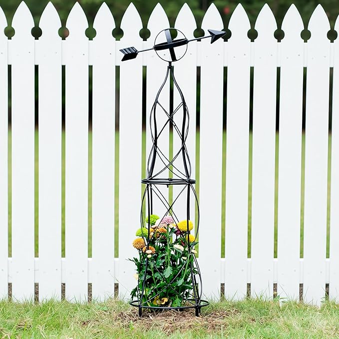 41-Inch Metal Obelisk Trellis – Elegant Garden Support for Climbing Plants, Perfect for Outdoor Rose Bushes and Tall Vines, Durable Metal Design with Arrow Top for Indoor and Outdoor Use Goooxim