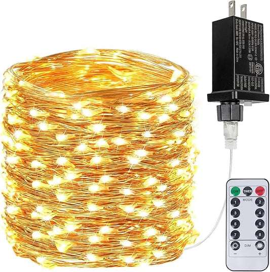 66Ft 200LED Fairy Lights Plug in with Remote, Waterproof String Lights Outdoor & Indoor 8 Modes with Timer, LED Twinkle Lights for Girl's Room Garden Patio Halloween Christmas Decorations (Warm White) BHCLIGHT
