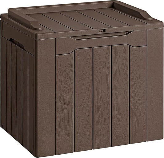 Devoko 30 Gallon Resin Deck Box Outdoor Indoor Waterproof Storage Box for Patio Furniture Pool Accessories Storage for Cushion Garden Tools (30 Gallon, Brown) DEVOKO