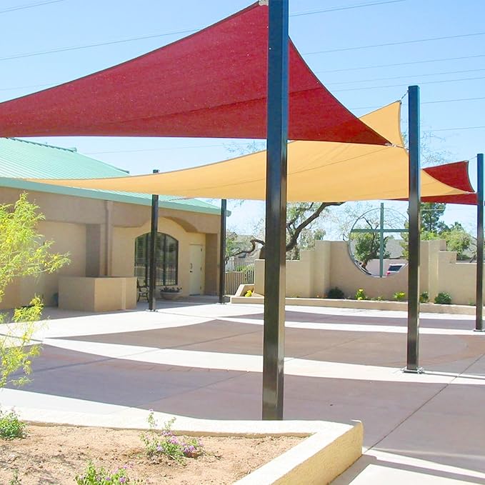 E&K Sunrise 26' x 26' x 26' Sun Shade Sail Triangle Canopy Shade Cover UV Block for Patio Backyard Garden Outdoor (Red) EKSUNRISEINC