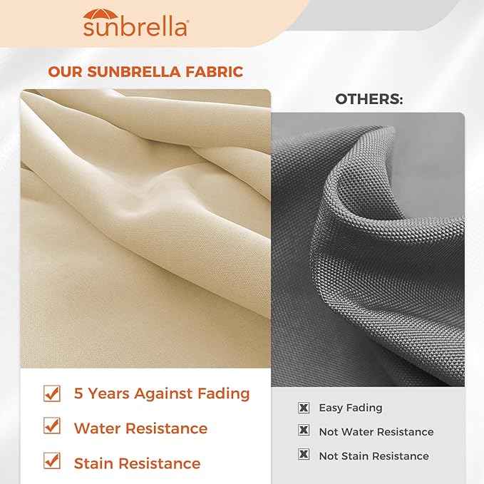 Grand patio 12 FT Sunbrella Cantilever Umbrella with Base Outdoor Aluminum Offset Umbrella with Tilt Adjustment (Flax, 12 FT-SUNBRELLA) GrandPatio