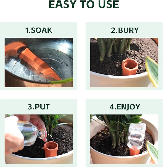 Large Terracotta Plant Watering Spikes, Automatic Plant Waterer Outdoor | Indoor Use, Vacation Clay Watering Devices System, Slow Release Self Watering Planter Insert, 6 Pack SoilaguaDirect