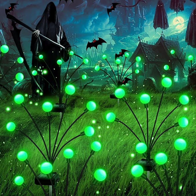 Solar Garden Lights Outdoor, 4 Pack 24LED Waterproof Solar Powered Lights for Yard Pathway Patio, Swaying Lawn Decor as Gardening Gifts for Women Holiday(4 Pack Green) NBQQ