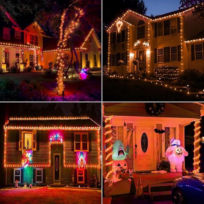 50ft LED Rope Lights Outdoor, 360 LED Connectable and Flexible Tube Lights with 8 Modes, Waterproof Indoor Outdoor LED Rope Lighting for Deck, Garden, Pool, Patio, Party, Holloween Decoration (Orange) Jnaurb