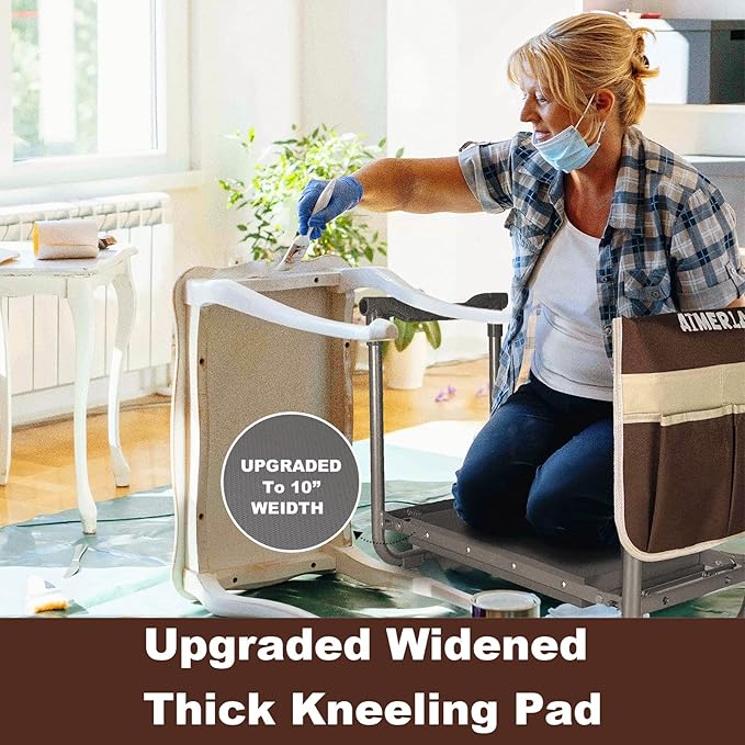 Aimerla Foldable Garden Kneeler Seat Heavy Duty [Upgraded Widened Thick Kneeling Pad] Garden Stool with Large Garden Tool Bags with Pockets - Portable Garden Bench Gardening Gifts for Parents Aimerla