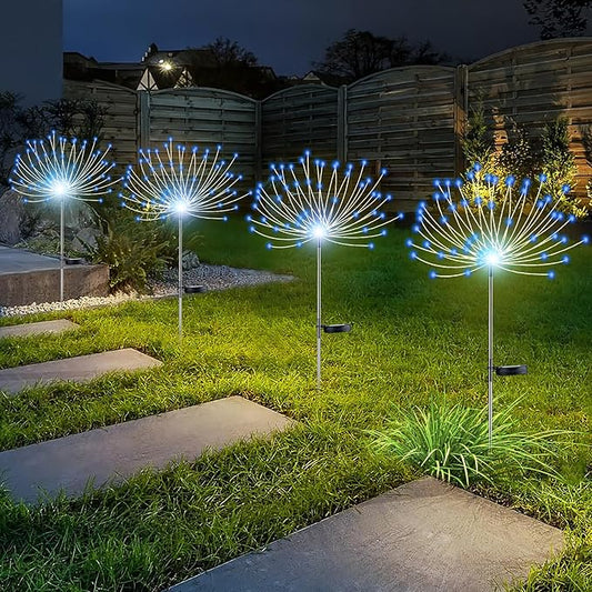 YOTOZU 4 PCS Solar Firework Light, Outdoor Solar Garden Decorative Lights 120 LED Powered 40 Copper Wires String DIY Landscape Light for Walkway Pathway Backyard Decoration Parties Perfect Gifts(blue) YOTOZU