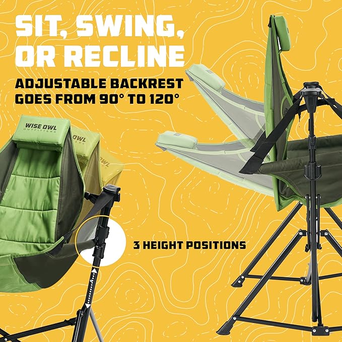 Wise Owl Outfitters Hammock Chair for Adults – Comfortable Portable Folding Rocking Camping Chair with Carry Bag – Great for Lawn, Campsite & Outdoors WiseOwlOutfitters