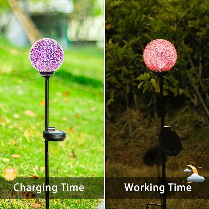 VCUTEKA Solar Garden Lights - Mosaic Solar Lights Outdoor Decor Pathway Light Waterpoof LED Stake Light for Landscape Lawn Patio Yard Decoration 1 Pack VCUTEKA