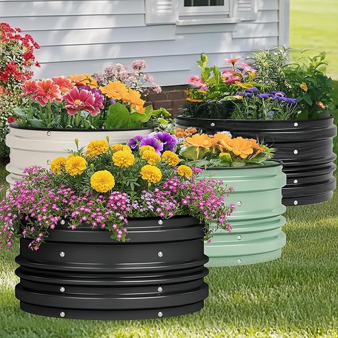 WORKPRO 3PK 2x2x1ft Outdoor Galvanized Raised Garden Bed Kit, Rust & Corrosion Protection, Easy Assembly, Safe Edge, Ideal for Vegetables & Flowers, Black WORKPRO
