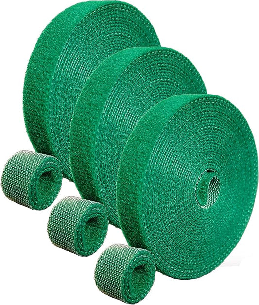 Green Garden Ties|Plant Ties for Climbing Plants 100 feet x1/2‘’in 3 Rolls|Plant Supports for Effective Growing Strong |Green-Recycled Plastic Garden Twine & Twist Ties for Tomato Stakes ArtFamy