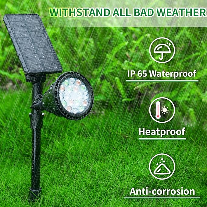 JSOT 4 Pack Halloween Solar Spot Lights Outdoor- RGB Solar Lights Outdoor Waterproof Color Changing Spotlights Christmas Decor, Outside Landscape Lighting for Yard Driveway Tree JSOT