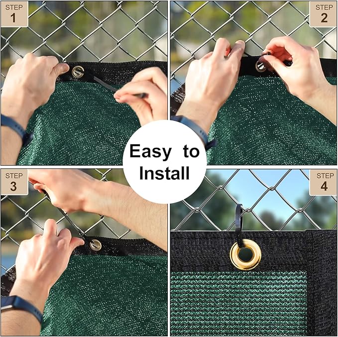 UPGRADE Privacy Fence Screen 6'x10' Dark Green Outdoor 90% Visibility Blockage 170 GSM Mesh Shade Cover Panels for Backyard,Balcony,Home Decoration with Zip Ties,Customized Avaliable UPGRADE