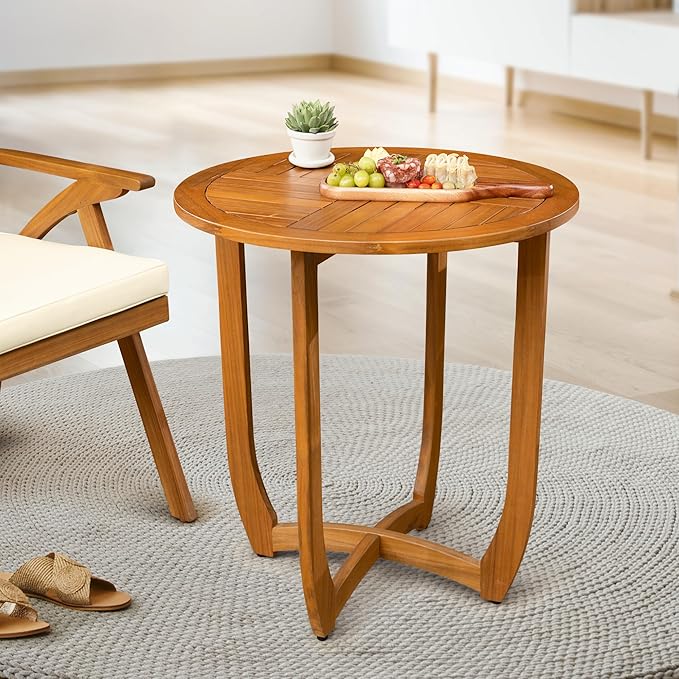 IDZO Outdoor Bistro Dining Table Heavy Duty 270lbs Capacity, FSC Acacia Wood, Elegant & Minimalist Design for Garden, Backyard, Porch, Patio Idzo