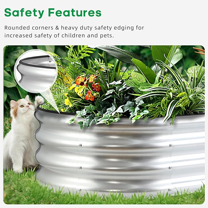 JERIA Raised Garden Bed,Galvanized Raised 2 Pcs 4×2×1ft Planter Boxes Outdoor with Easy Assembly, Large Garden Bed for Vegetables, Fruits, Flower JERIA
