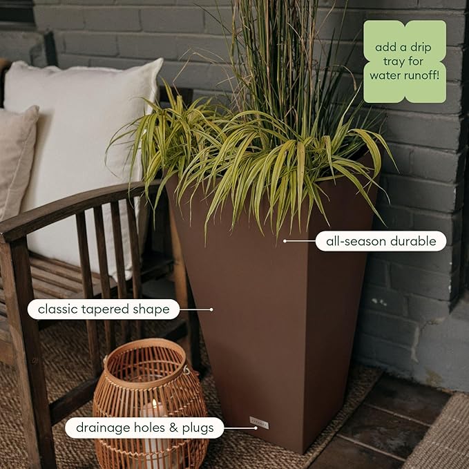 Veradek V-Resin Indoor/Outdoor Taper Planter (30 inch, Espresso) VeradekOutdoor