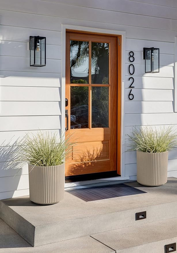 Veradek Demi Planter for Indoor/Outdoor Use | Made from Plastic & Concrete w/Drainage Holes | Modern Décor for Trees, Tall Plants, Flowers VeradekOutdoor