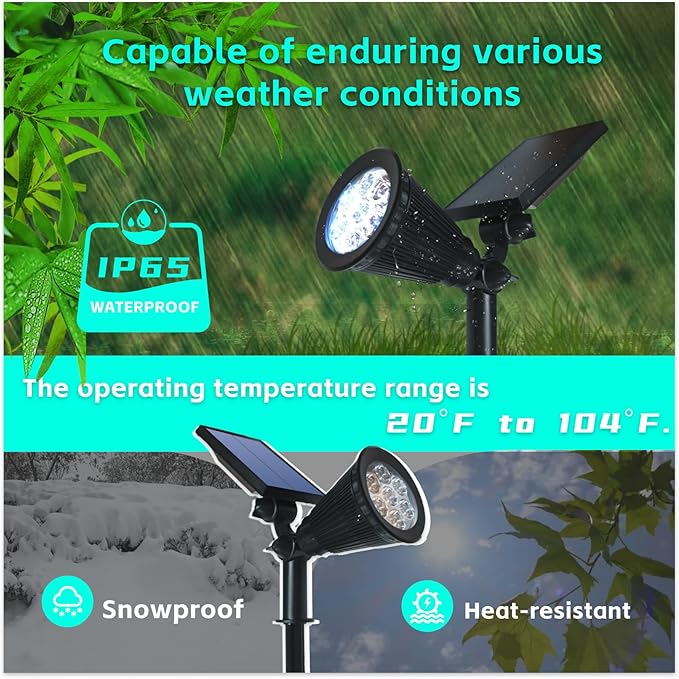 Solar Spot Lights Outdoor Color Changing, 8 Lighting Modes 2-in-1 Solar Lights Outdoor Waterproof, Auto On/Off Multicolor Solar Powered Landscape Spotlights for Garden Patio Yard Pool, 4 Pack SUNKLLY