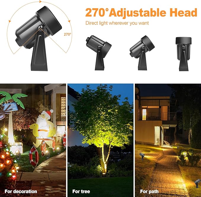 Outdoor Landscape Lighting Waterproof with 45.9FT Cable & built-in LED Light, Low Voltage 12W 1200LM Plug in Electric LED Spot Light 3000K Uplight with Transformer for Garden Yard Tree Path, Pack of 4 NEWKAZ