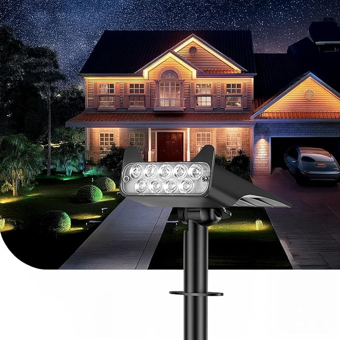 Solar Spotlights Outdoor Waterproof Landscape Path Lights Solar Dusk to Dawn Outdoor Lighting 4 Brightness Modes for Garden Pathway Tree Driveway Porch Yard HOFLYW