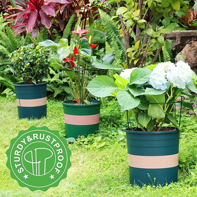 LEOBRO Plant Support, 8PCS Peony Cages and Supports, Plant Stakes for Indoor Plants, Outdoor Plants, Plant Holders, Tomato Monstera Hydrangea Support Cage, 10" W x 15.8" H LEOBRO
