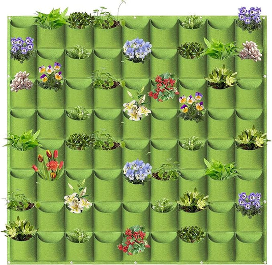 LITLANDSTAR Hanging Vertical Wall Planter, 72 Pockets, Green, 100cm x 100cm, Indoor/Outdoor, Wall Mounted, Felt, Traditional, Rectangular, Drainage Hole LITLANDSTAR