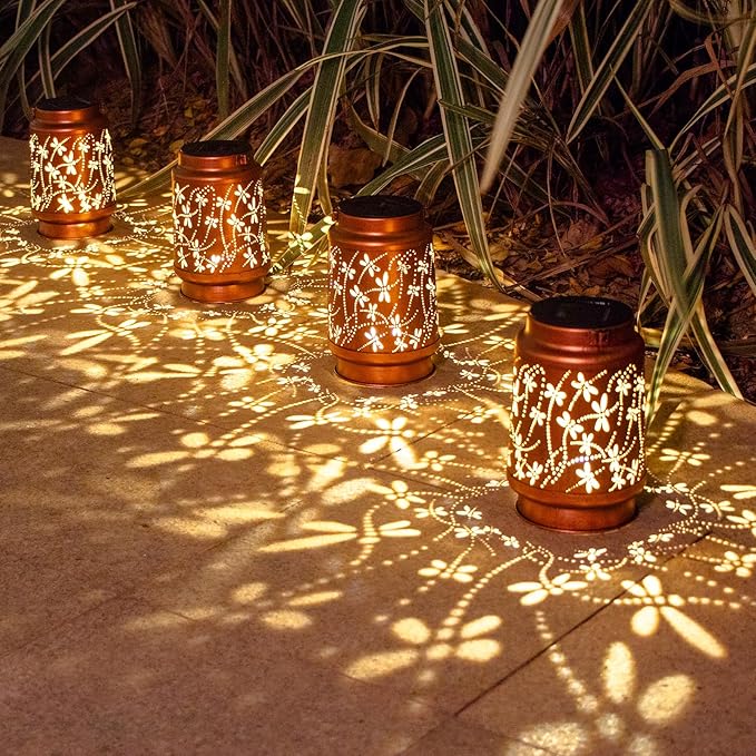 Dragonfly Birthday Gifts for Women Mom Grandma Solar Lanterns Outdoor Waterproof Garden Decor Metal Hanging LED Decorative Light for Patio Yard Lawn Backyard Front Porch Gardening Gifts DIBIEECN
