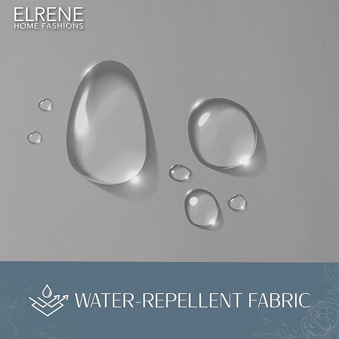 Elrene Home Fashions Matine Weatherproof Tab-Top Indoor/Outdoor Solid Color Curtain Panel for Porch, Pergola, Patio, Deck, 52”W x 95”L, Gray ElreneHomeFashions