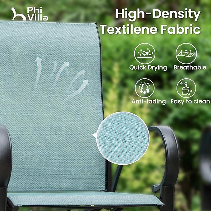 PHI VILLA Outdoor Bar Stools Set of 6, Swivel Patio Bar Stools & Chairs, High Top Bar Seating for Outside, Balcony，Porch and Backyard, Teal PHIVILLAThepioneerofcomfortablehouseholdsupplies