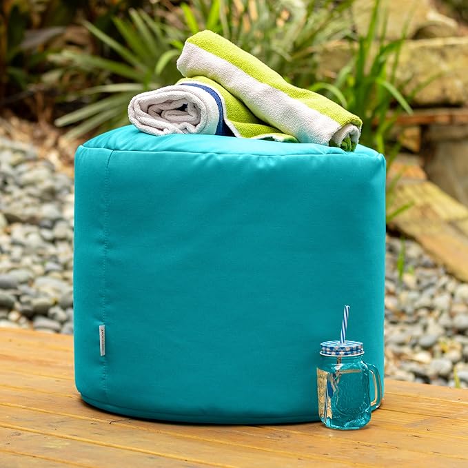 Jaxx Spring Indoor/Outdoor Bean Bag Pouf Ottoman, Light Blue Jaxx