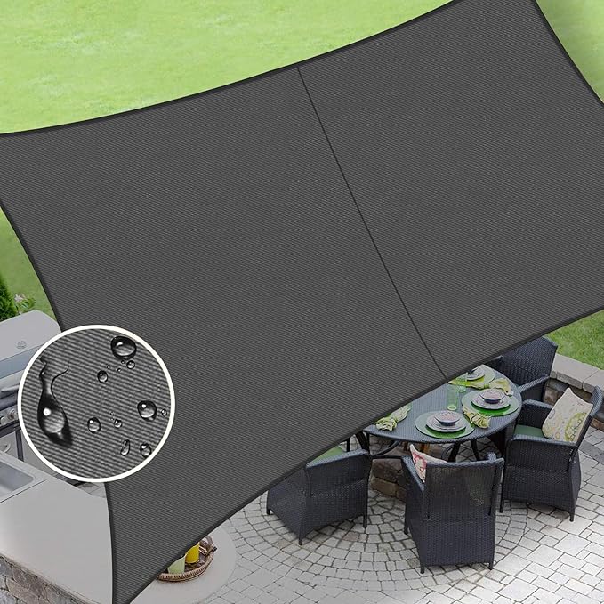 LOVE STORY Rectangle 6'x12' Waterproof Sun Shade Sail Canopy UV Block for Outdoor Patio Backyard Carport,Dark Grey(We Make Custom Size) LOVESTORY