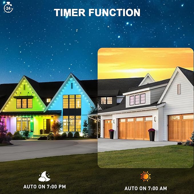 300FT Permanent Outdoor RGB Lights - Waterproof Smart LED Eaves Lights with App/Remote Control, Music Sync & DIY Scenes, Perfect for Christmas, Halloween, Parties & Daily Decor, Ideal for House Roof Rootora