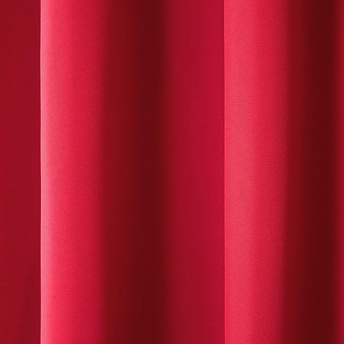 TOWN & COUNTRY BASICS Cabana Solid Heavyweight Indoor Outdoor Curtains, Light Filtering Opacity with Grommet Top, Water Repellent, 2-Pack Set, 54"x84", Radiant Red TOWN+%26+COUNTRY+BASICS