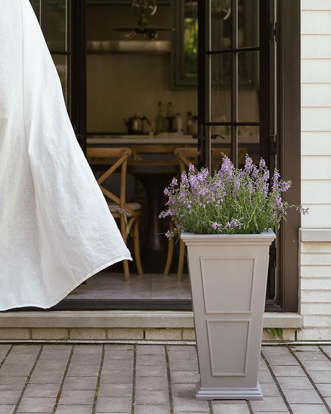 Veradek Brixton Series Tall Planter - Large Outdoor Planter for Front Porch/Patio | Crack-Resistant Plastic for All-Weather Use | Classic Estate Design for Tall Plants, Flowers, Trees VeradekOutdoor